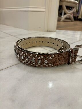 Guess Brown Studded Crystal Accent Belt